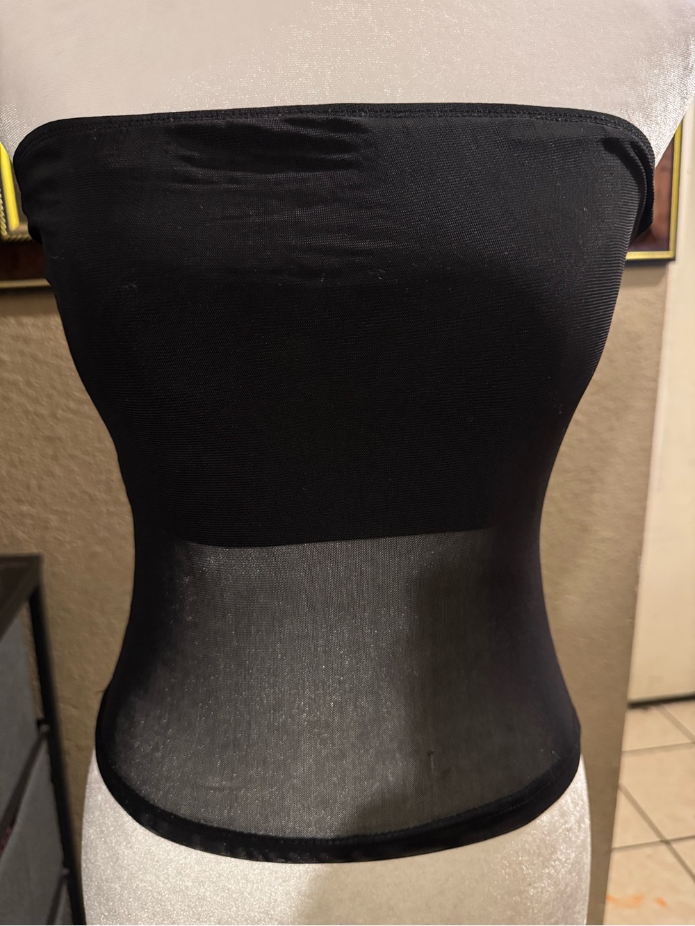 Strapless Black Mesh top